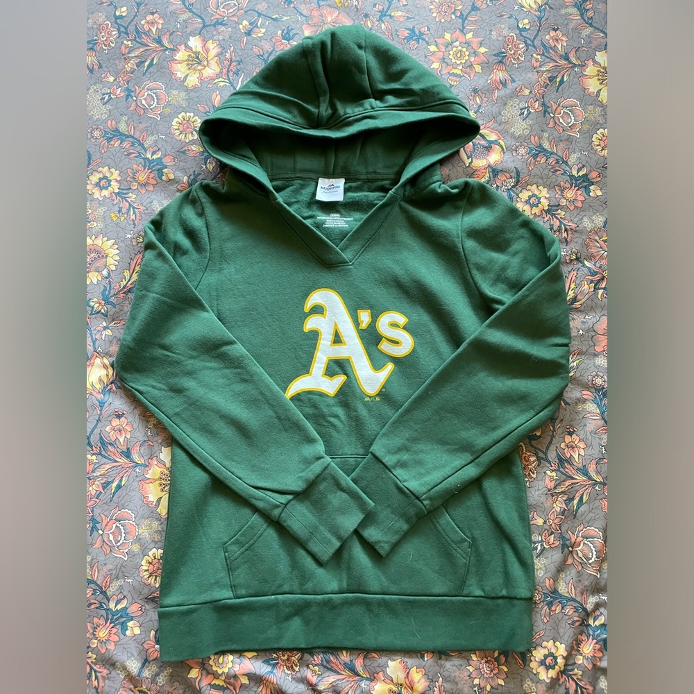 Women's Fanatics Green Oakland A’s Simplicity Crossover V-Neck Pullover Hoodie